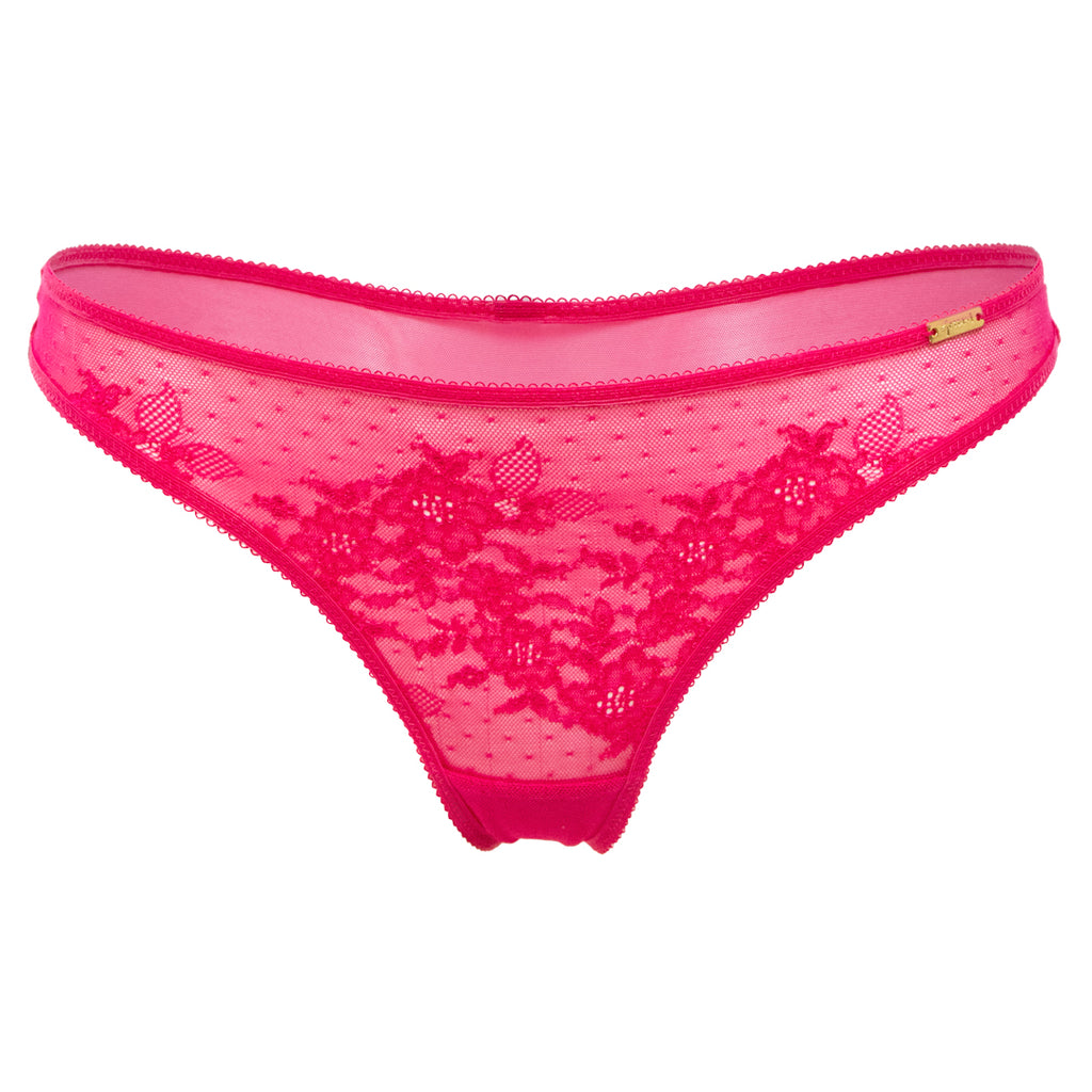 Gossard Glossies Lace Hot Pink Sheer Thong 13006 Lavinia Lingerie