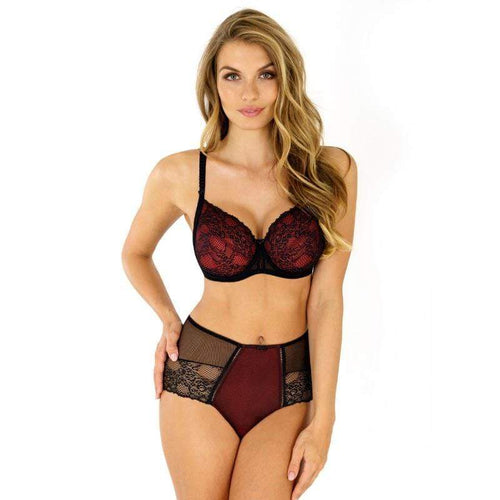 Beautiful red and black lingerie set 'Angelic Threads' by Rosme Lingerie