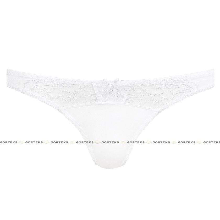 Semi Sheer Thong Panty Gorteks Pamela White Lavinia Lingerie 7784