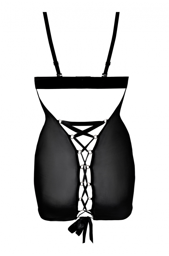 Sexy Sheer Lace Up Chemise Anais Sollea Black Lingerie Lavinia Lingerie