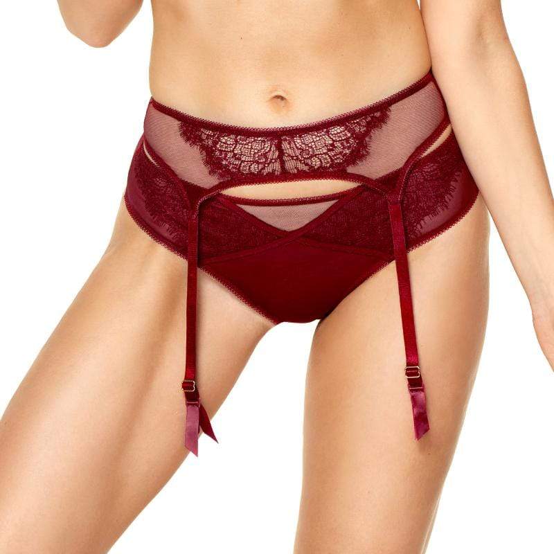 Sheer Mesh Lace Garter Belt Kinga Cherry