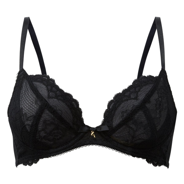 Sheer Plunge Bra Gossard Superboost Lace Black @ Lavinia Lingerie