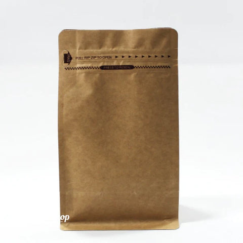 Flat bottom coffee bag with front zipper closure
