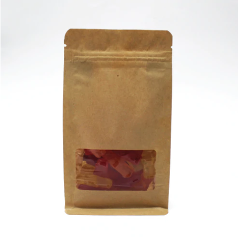 resealable kraft flat bottom bag with window