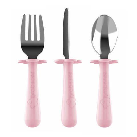 Grabease 3-Piece Stainless Steel Utensil Set for Independent Self-Feeding