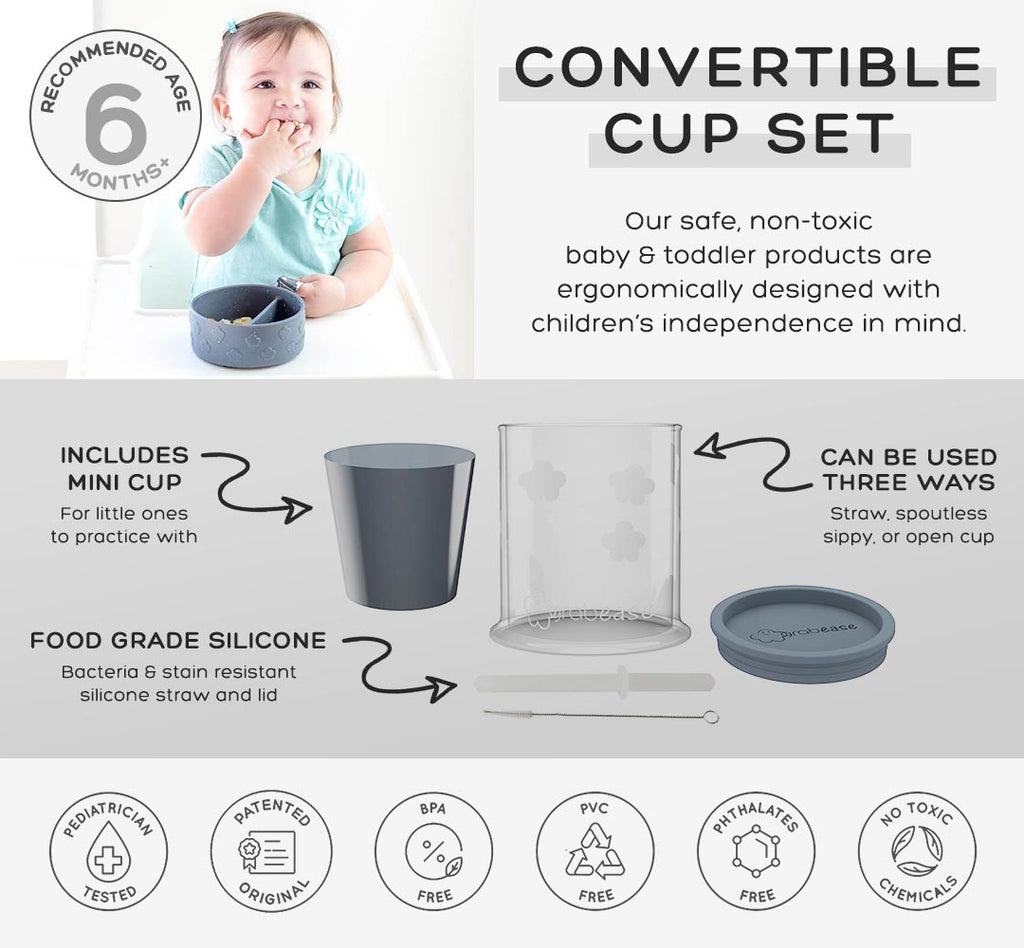 Grabease convertible cup set is recommended for kids 6 months of age