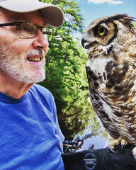 Permafrost Beards Alaskan made beard products! Richard with his owl Rambler!