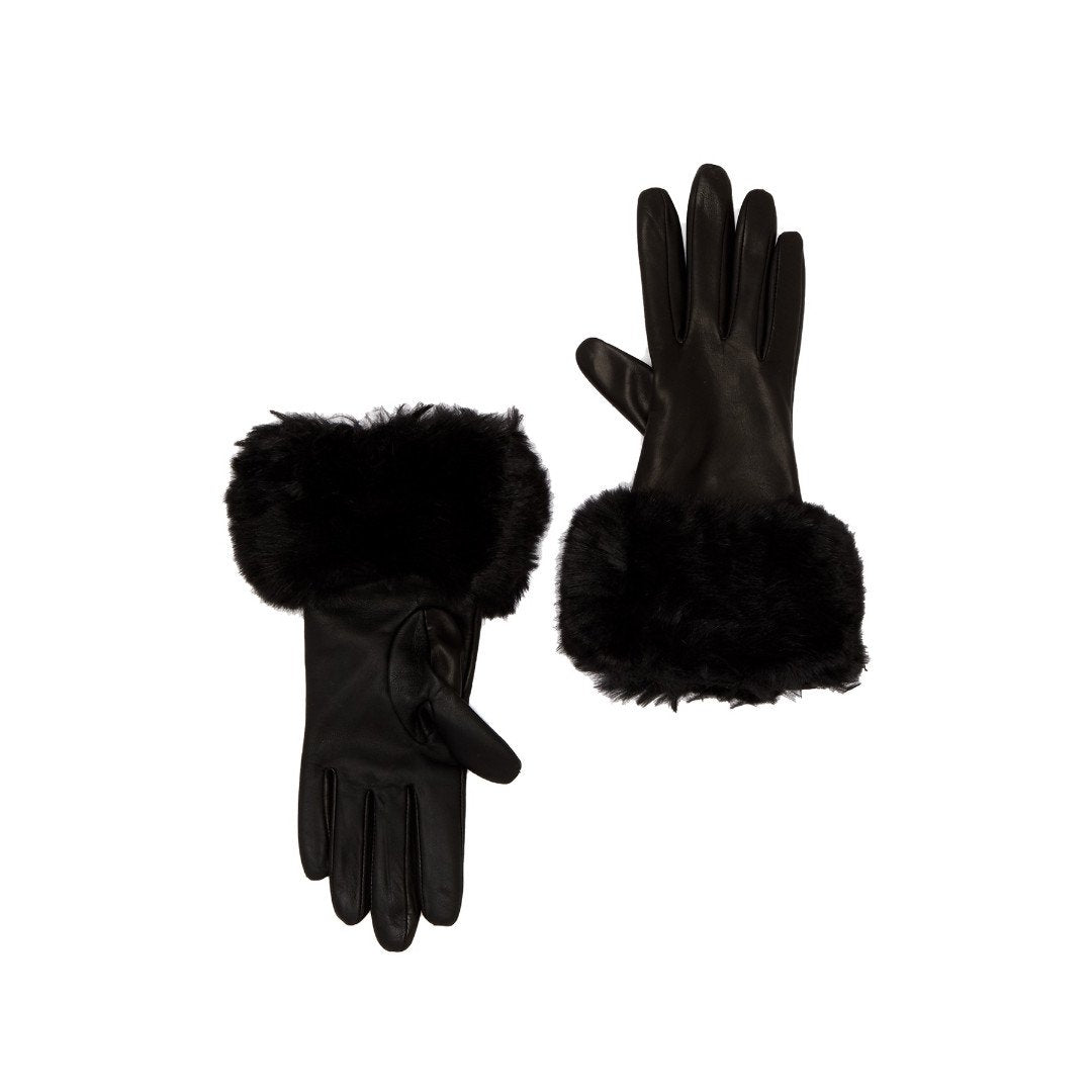 womens leather gloves with fur trim