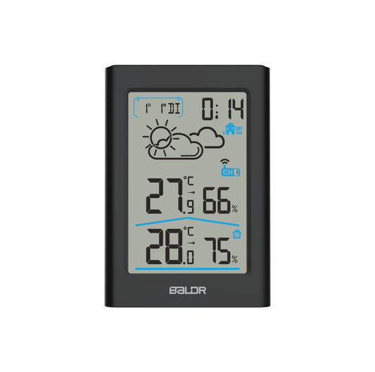 Baldr Digital Weather Station Indoor Outdoor Hygrometer Thermometer  Wireless Weather Forecast Sensor Alarm Clock Date Backlight