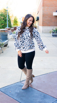 Soft Knit Leopard Sweater-Ivory