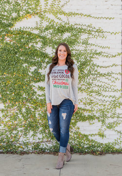 Hot Cocoa & Christmas Movies Top- Heather Grey