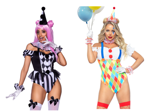 Black and white clown costume // colorful clown costume