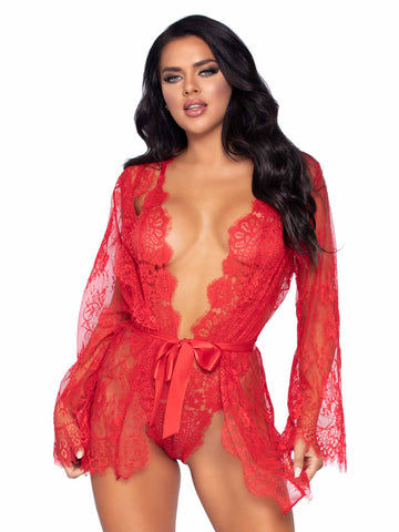 Lace Robe and Teddy Set