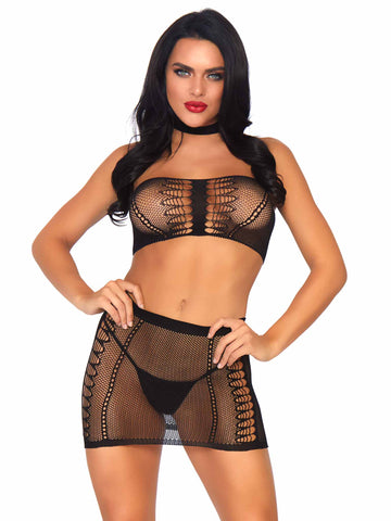 Fishnet Bandeau Top Set