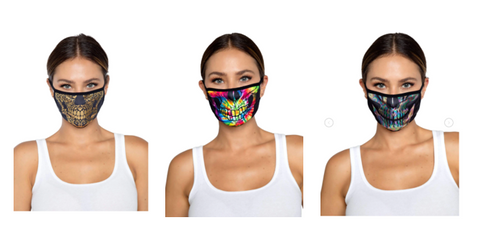 Gold Foil Skull Face Mask /  Tie Dye Skull Face Mask / Holographic Foil Skull Face Mask