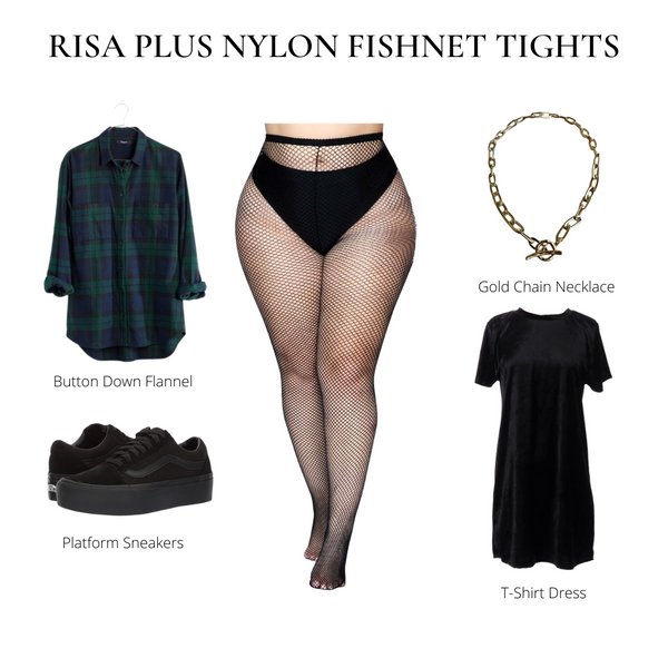 Plus Size Risa Nylon Fishnet Tights, Womens Hosiery