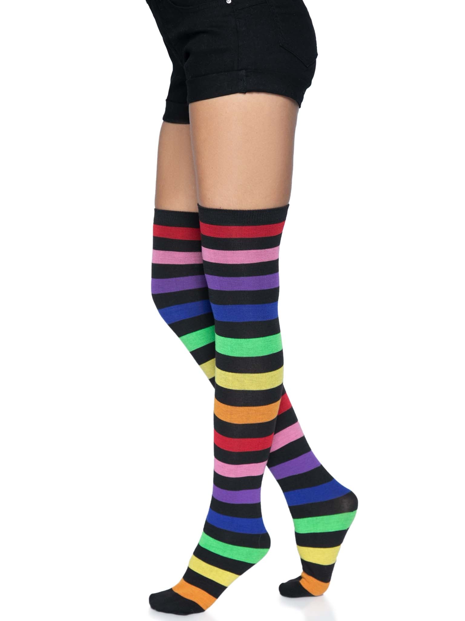 Aurora Rainbow Thigh High Socks, Knee Socks | Leg Avenue