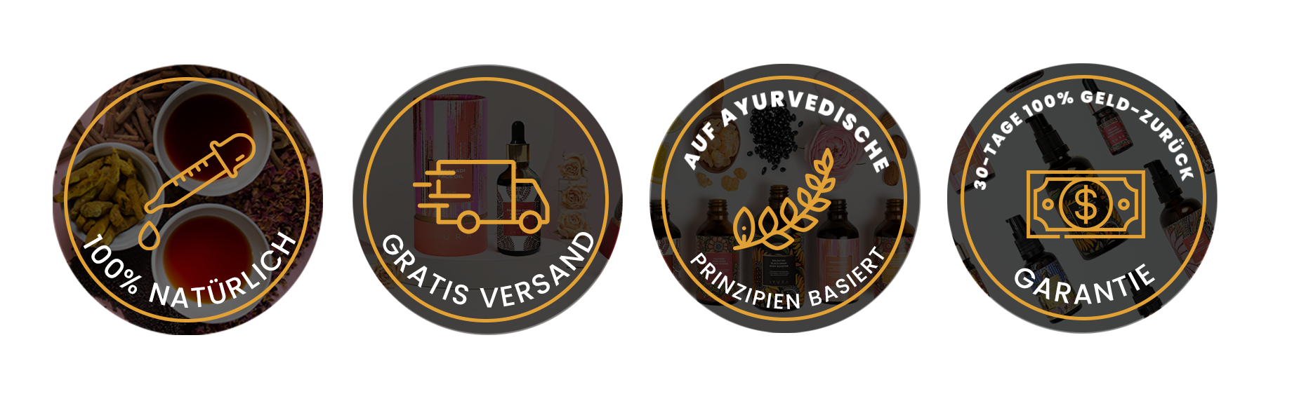 iYURA Trust Badges: 1. Free Shipping 2. 30-Day Money-back Guarantee 3. No Additives or Binders 4. Not Tested on Animals