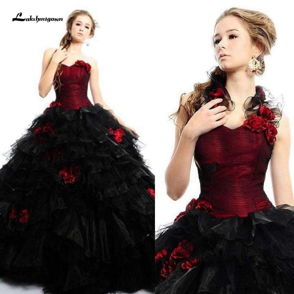 Red And Black Corset Wedding Dresses 6147