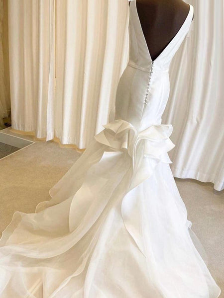 Lakshmigown Mermaid Wedding Dress V-neck Sexy Women – ROYCEBRIDAL ...