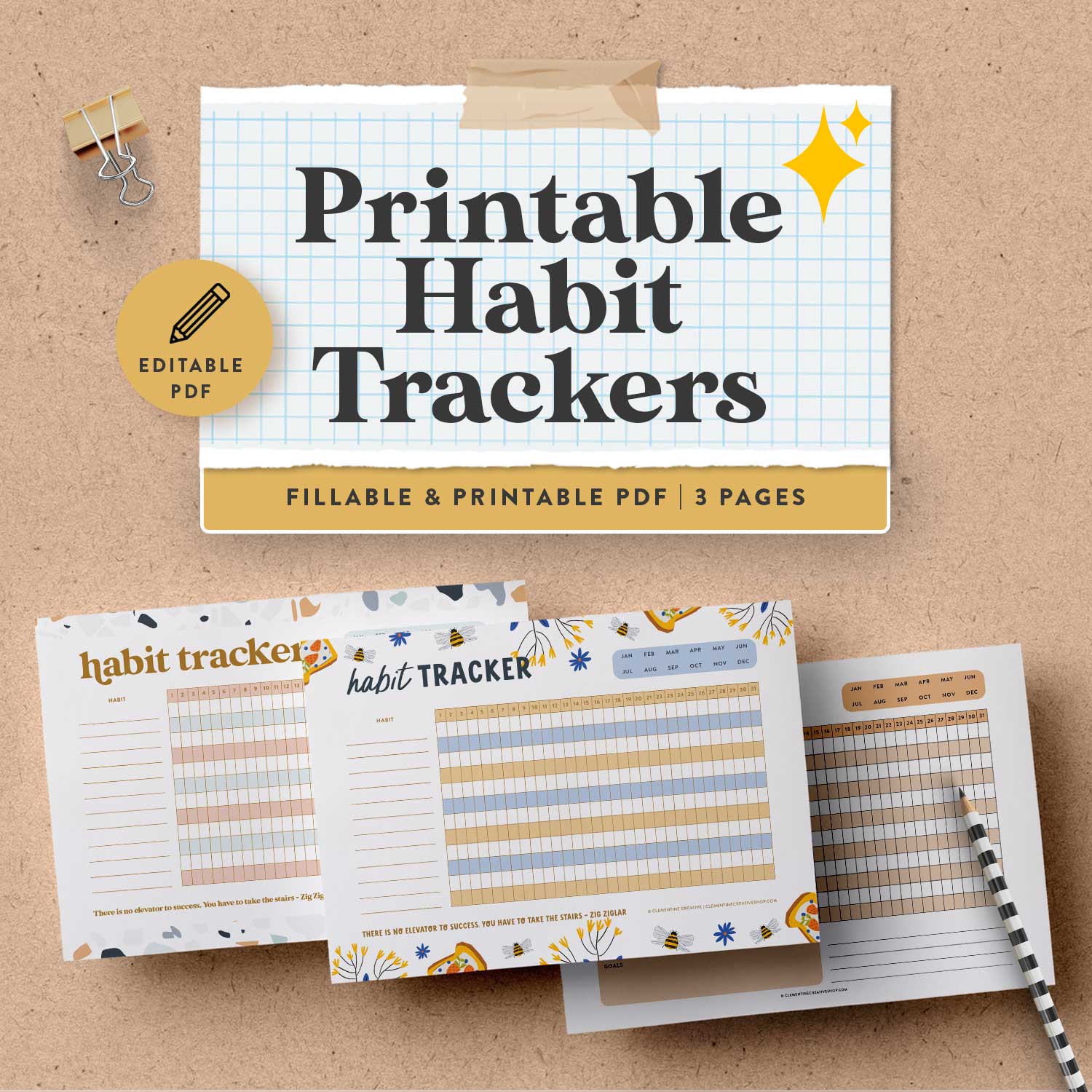 Habit Tracker Bullet Journal  Free Customizable Printables