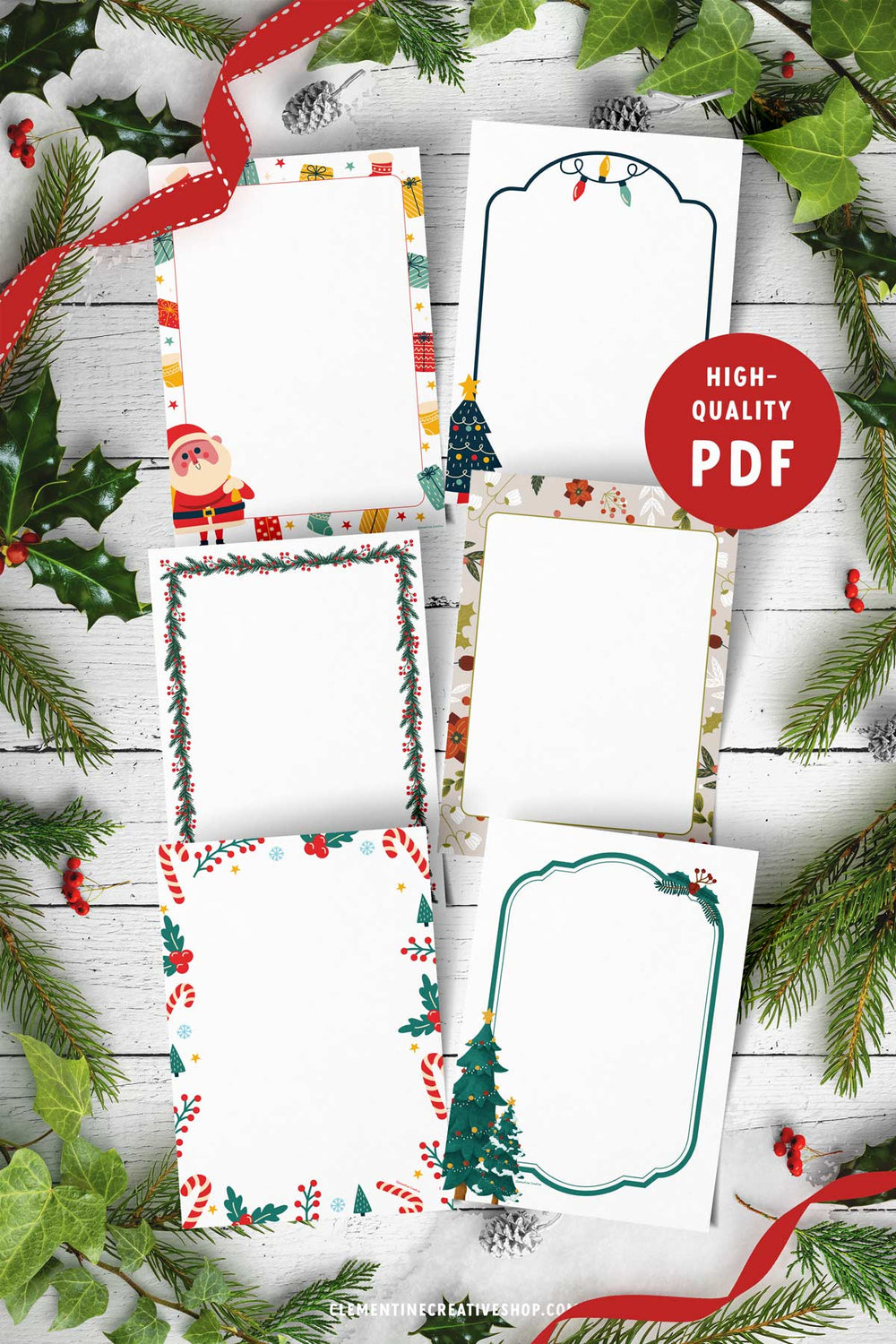 Printable Retro Christmas Santa Ornament Box / Digital 5 by 7 by