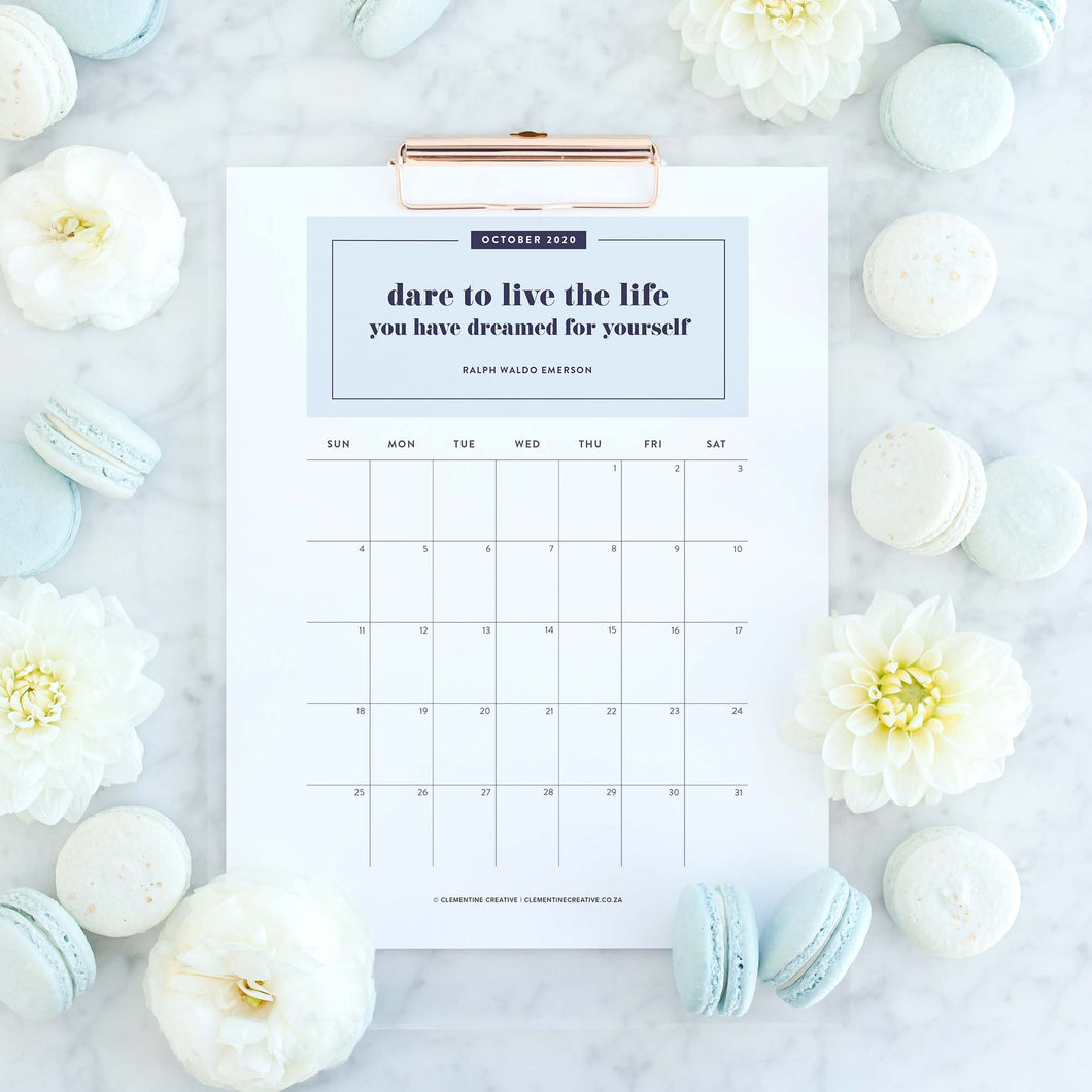 Printable 2020 Inspirational Quotes Calendar (+ FREE BONUS