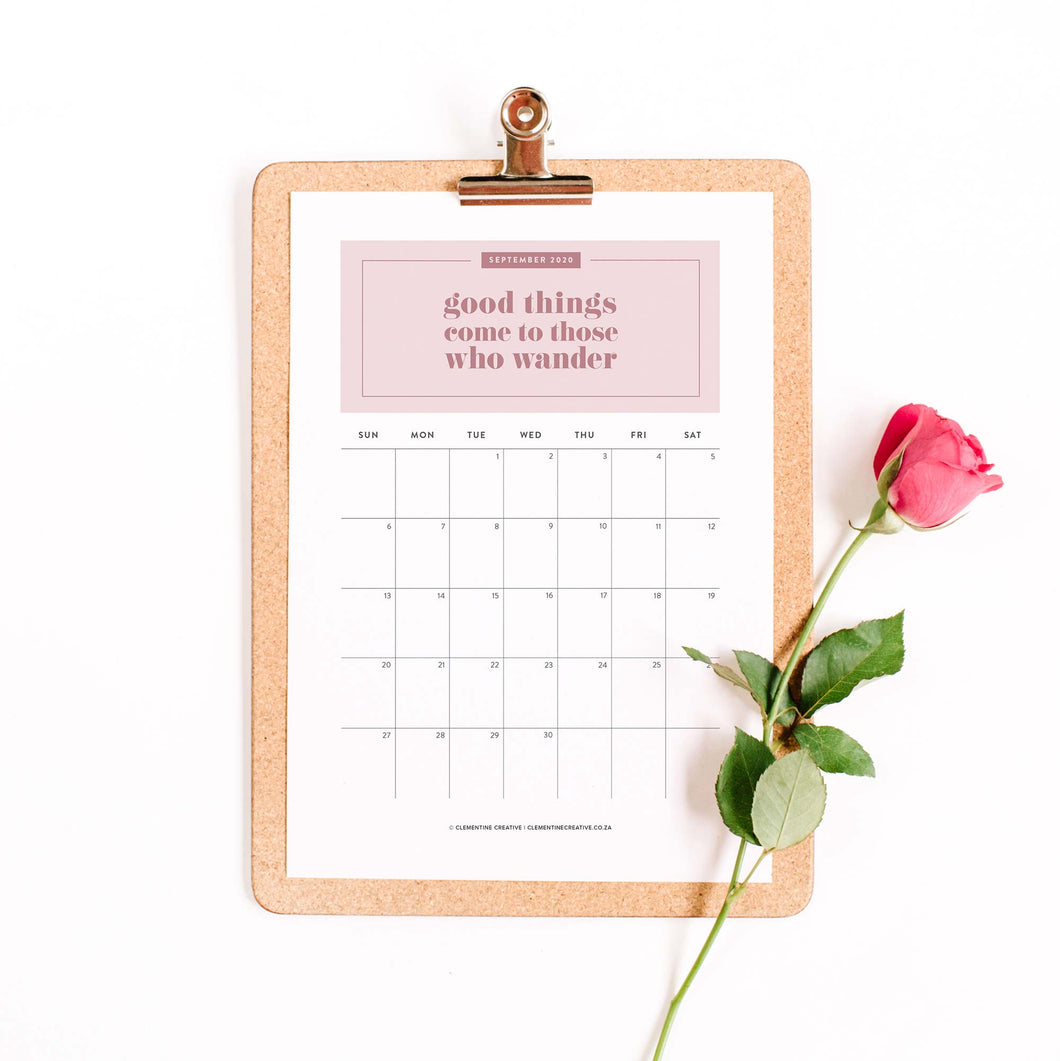 Printable 2020 Inspirational Quotes Calendar (+ FREE BONUS