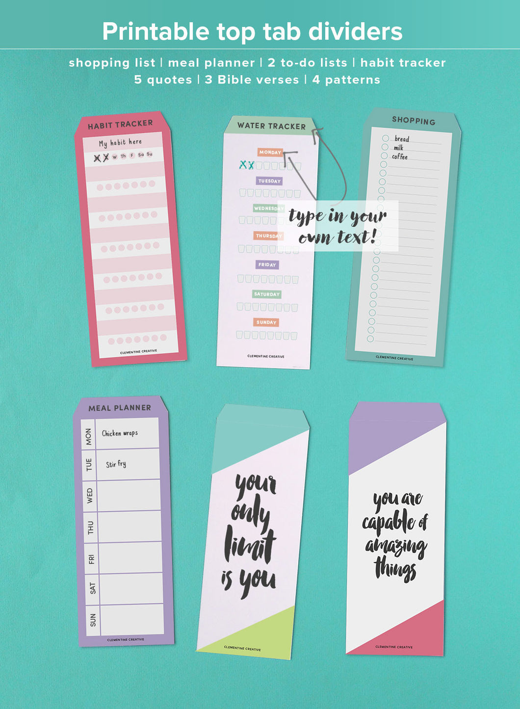 printable top tab dividers for planners diaries and agendas