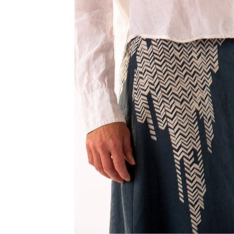 Jane Keith Chevron hand printed linen skirt