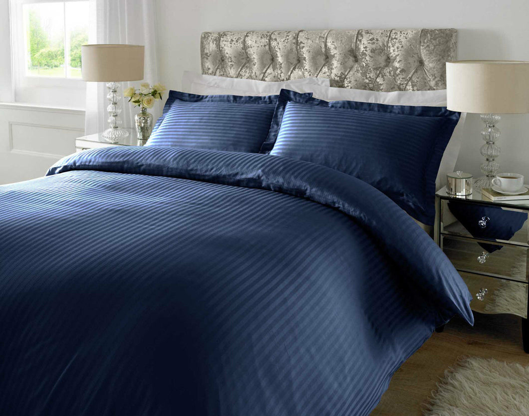 Luxurious 300tc 100 Cotton Sateen Stripe Duvet Cover With Oxford