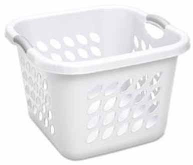 small white laundry basket