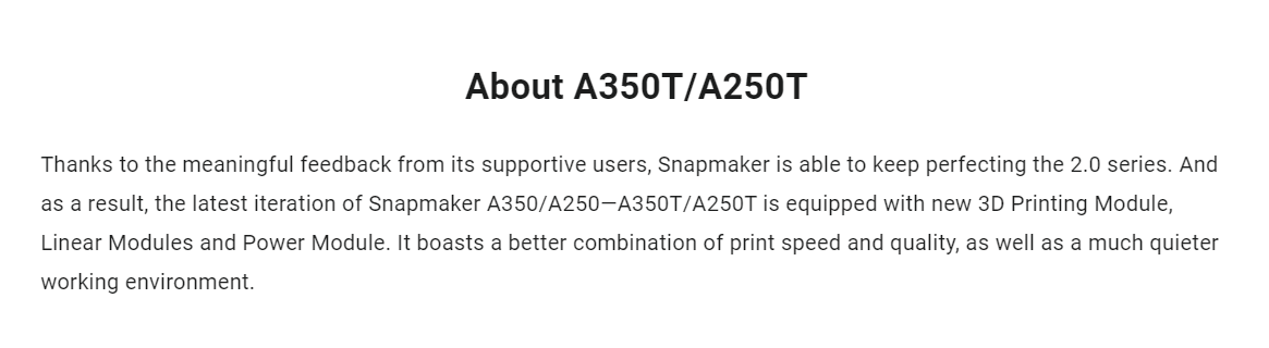 Snapmaker 2.0 A350T A250T