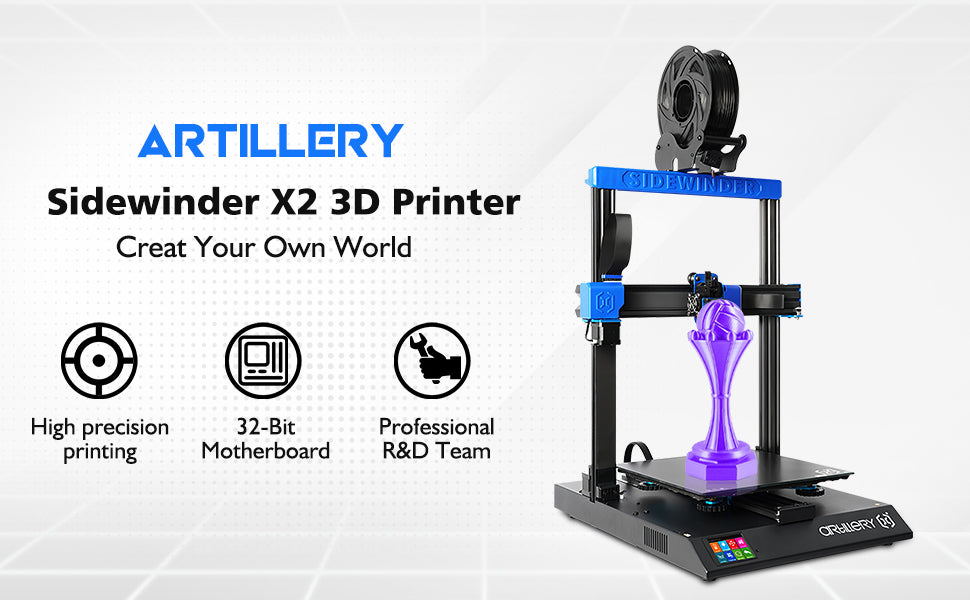 Artillery Sidewinder X1 3D Printer, Newest V4 Model Ultra-Quiet Lattice  Glass Heat Bed Reset Button Filament Runout Sensor Failure Recovery 3D  Printing, 300x300x400mm: : Industrial & Scientific