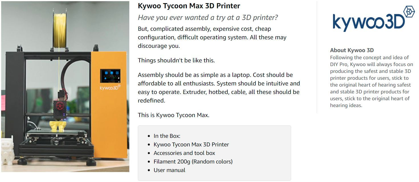 Tycoon MAX 3D Printer