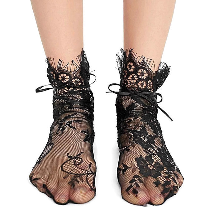 Black Socks Lace Socks Mesh Socks Tulle Socks Black Lace