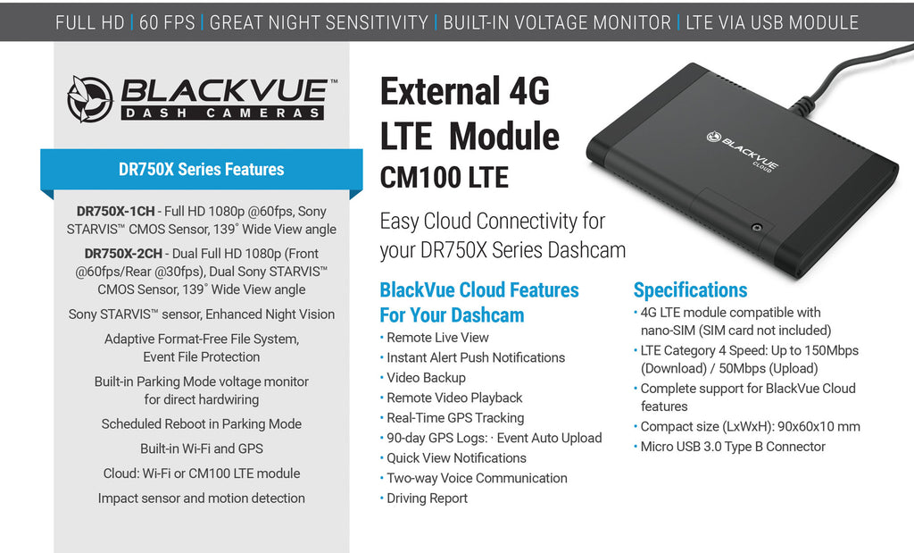 BlackVue CM100LTE Specs And Features