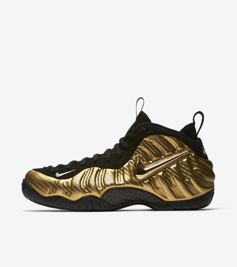 black and gold foamposites kids