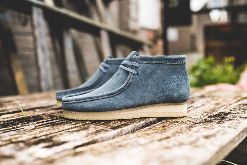 blue suede clarks wallabee