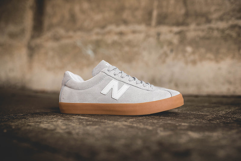 new balance white leather gum sole