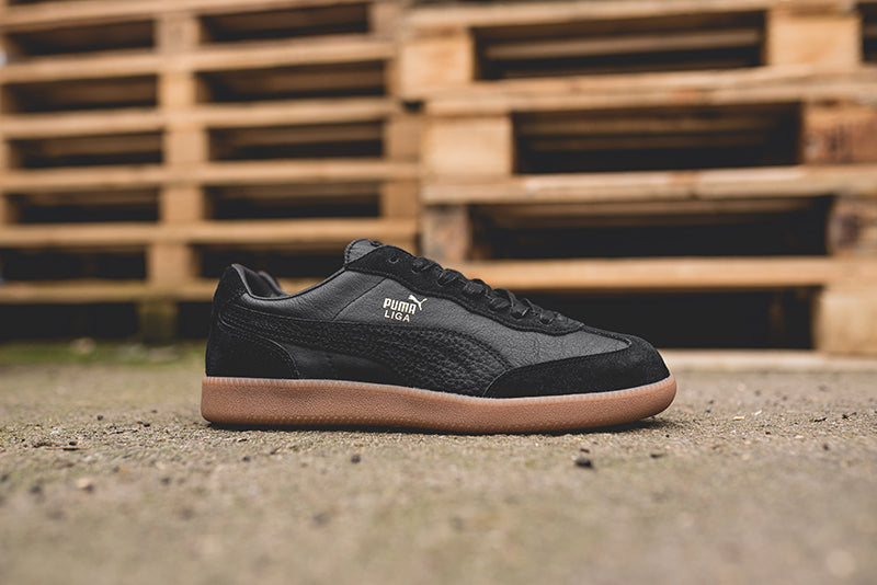 puma liga black leather