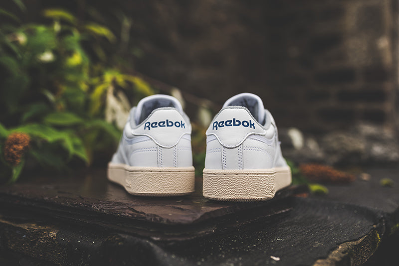 reebok club c 85 vintage white royal & tin grey