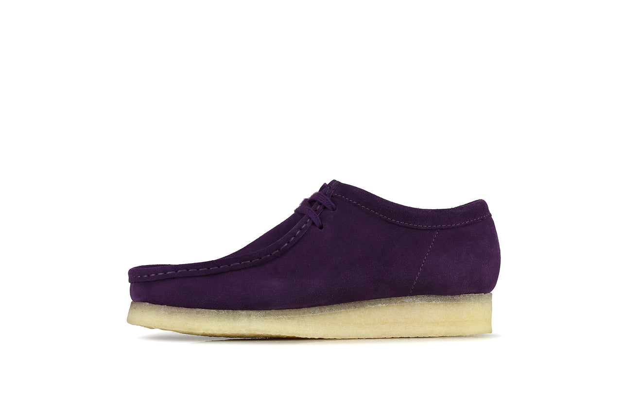 purple clarks wallabees