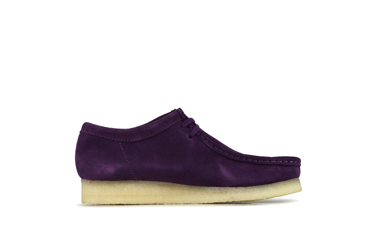 purple clarks wallabees