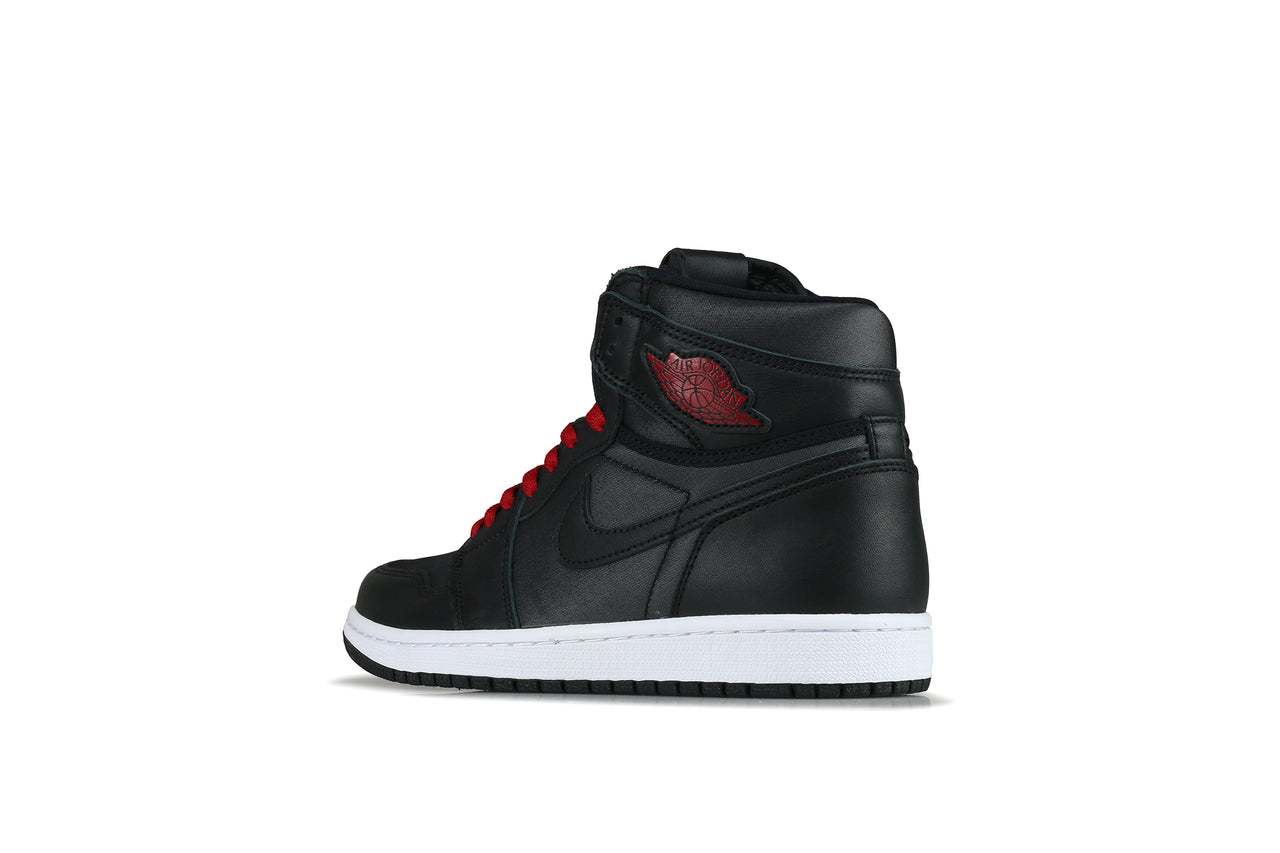 black jordan 1 with red laces