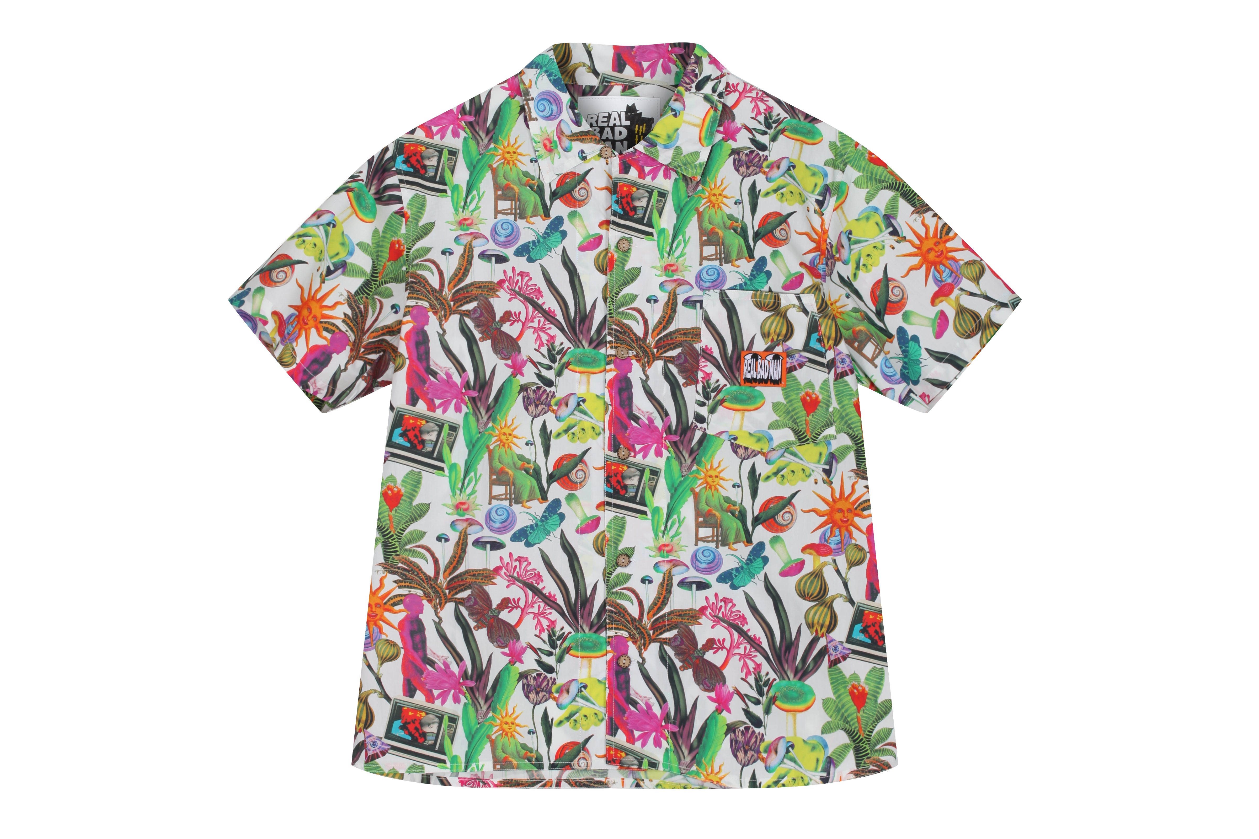 Real Bad Man Psychedelica Vacation Button Down Shirt