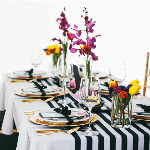 Black and White Stripe Table Setting