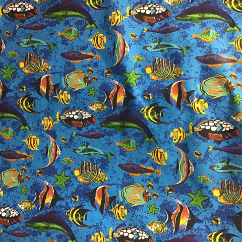 Premium Quality) Fish Print Poly Cotton Fabric [Free Shipping]
