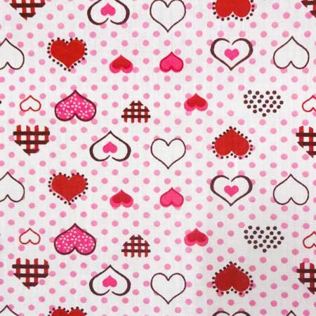Heart Print Poly Cotton Fabric