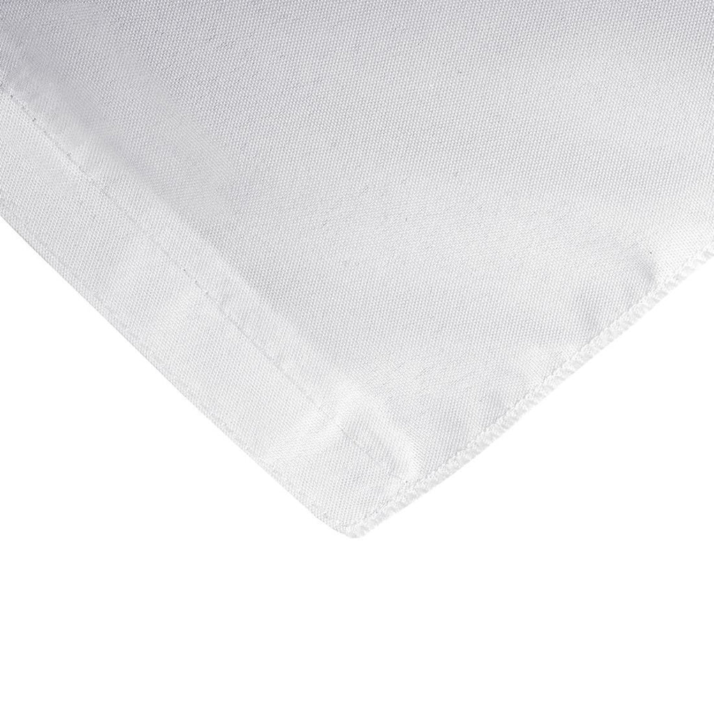 6 Ft White Fitted Polyester Rectangular Tablecloth | iFabric